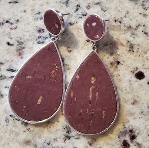 Maroon and silver round earrings